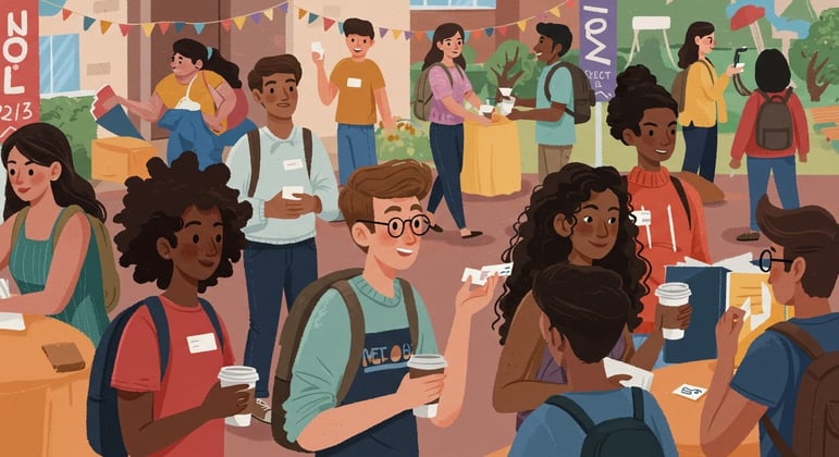college campus illustration