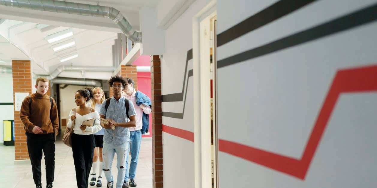 students in hallway