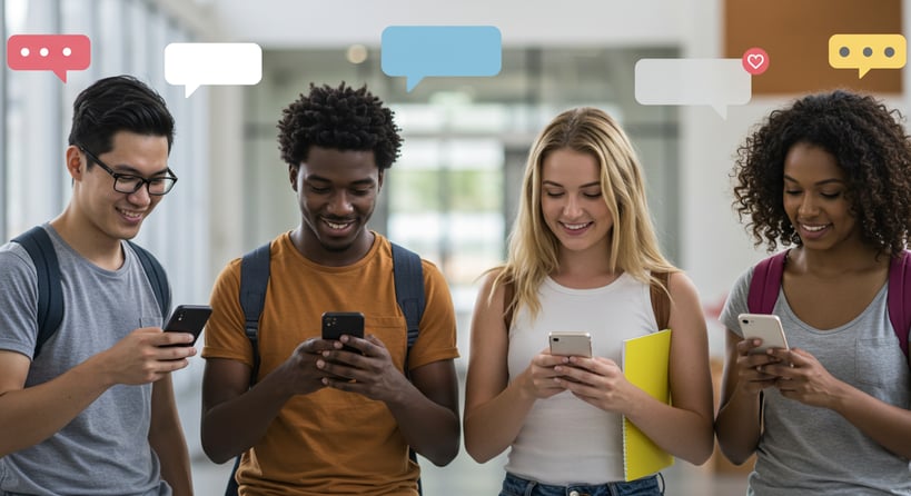 students texting